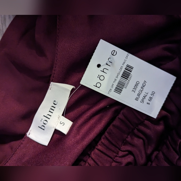 Bohme Tier Off the Shoulder Maxi Dress in Burgundy - Picture 2 of 2